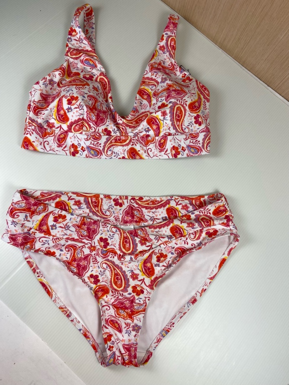 Time & Tru Paisley Bikini Set NWT 1X High Cut Halter Top